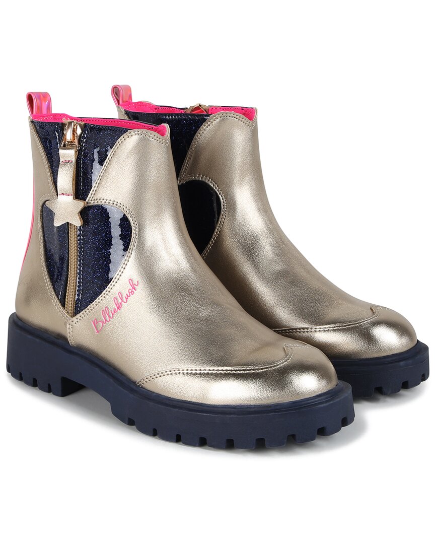 Billieblush Sequin Heart Metallic Boot Gold