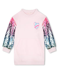 Billieblush Sequin Sleeve Sweater Dress Pink
