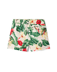 Janie And Jack Recycled Tropical Floral Swim Trunk Green 4T