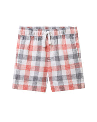 Janie And Jack Gingham Linen-Cotton Pull-On Short Red