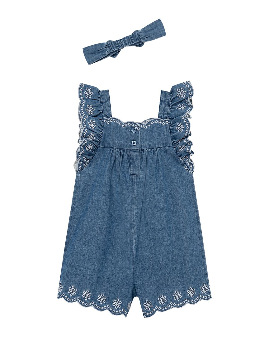 Little Me Little Me Chambray Woven Romper Headband