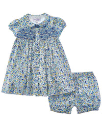 Rachel Riley Pastel Floral Smocked Button-Front Dress Multi 3 - 6 M