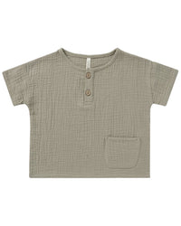Rylee + Cru Collective Woven Henley T-Shirt