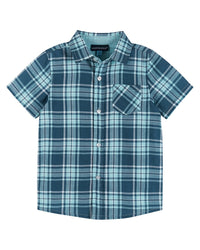 Andy & Evan Short Sleeve Button-Down Shirt Blue 4T