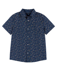 Andy & Evan Short Sleeve Button-Down Shirt Blue 16 (Big Boy L )