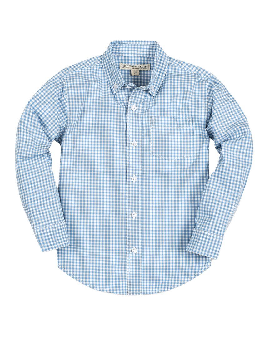Hope & Henry Stretch Poplin Long Sleeve Shirt Blue