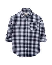 Hope & Henry Poplin Long Sleeve Rolled Shirt Blue