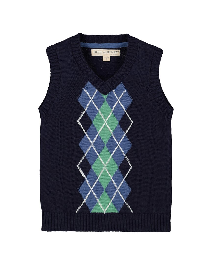 Hope & Henry Argyle Sweater Vest 3T Blue