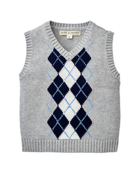 Hope & Henry Argyle Sweater Vest 6 - 9 M Grey