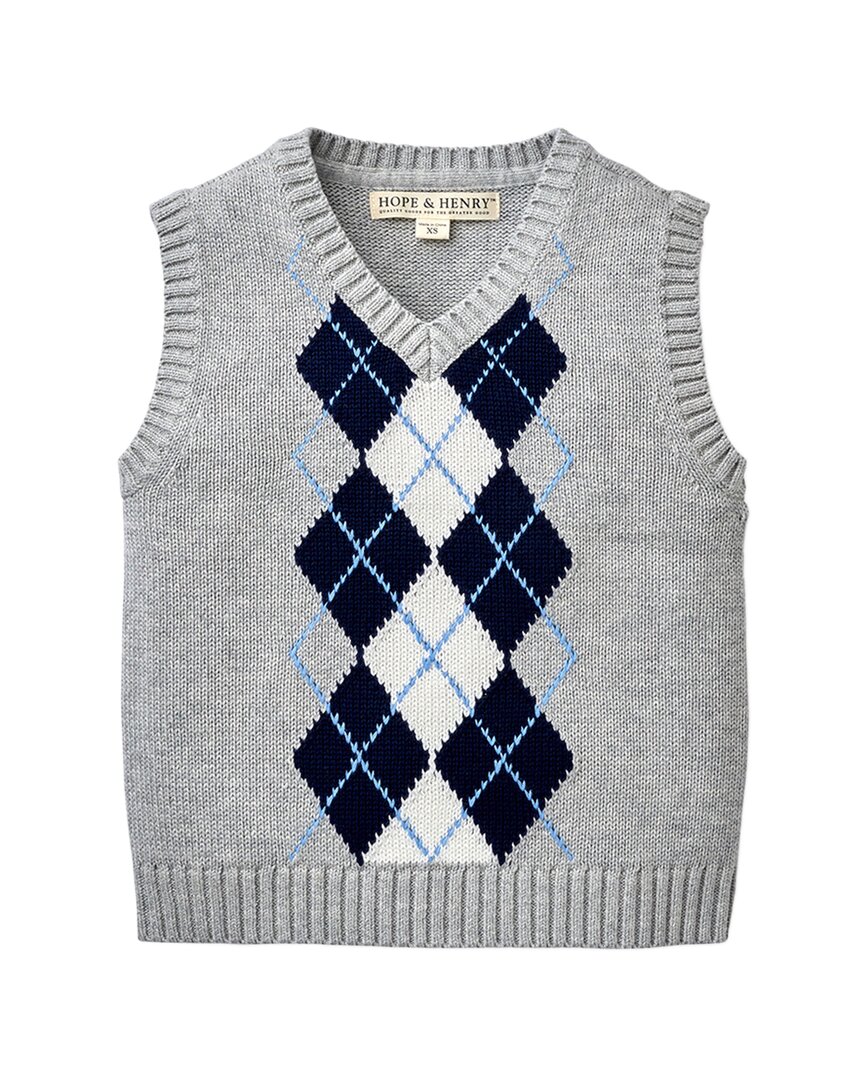 Hope & Henry Argyle Sweater Vest 6 - 9 M Grey