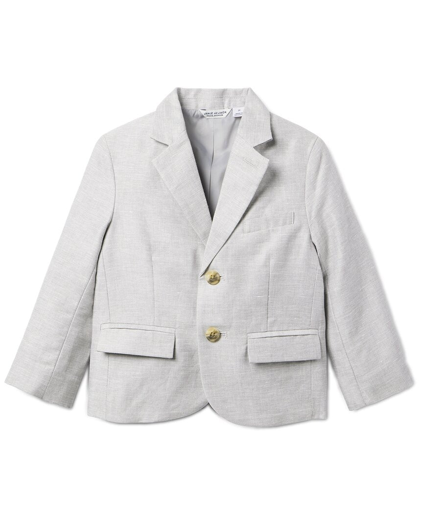 Janie And Jack Linen-Blend Blazer Grey Multi One Size Fits All