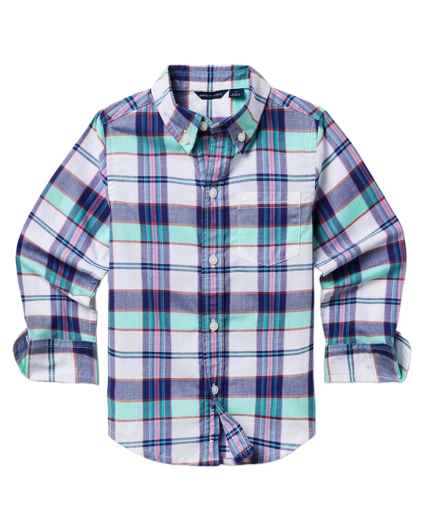 Janie And Jack Madras Plaid Top Purple