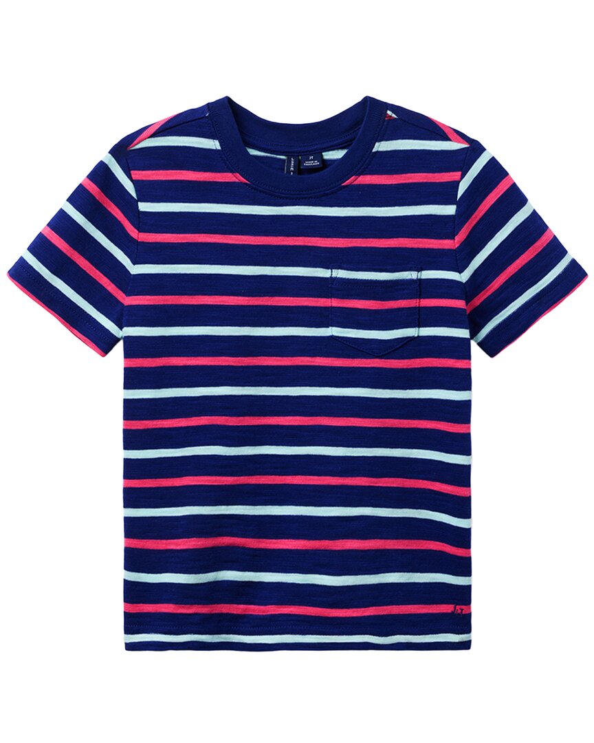 Janie And Jack Slub Stripe Pocket Tee Blue