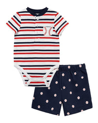Little Me Baseball Short Set
