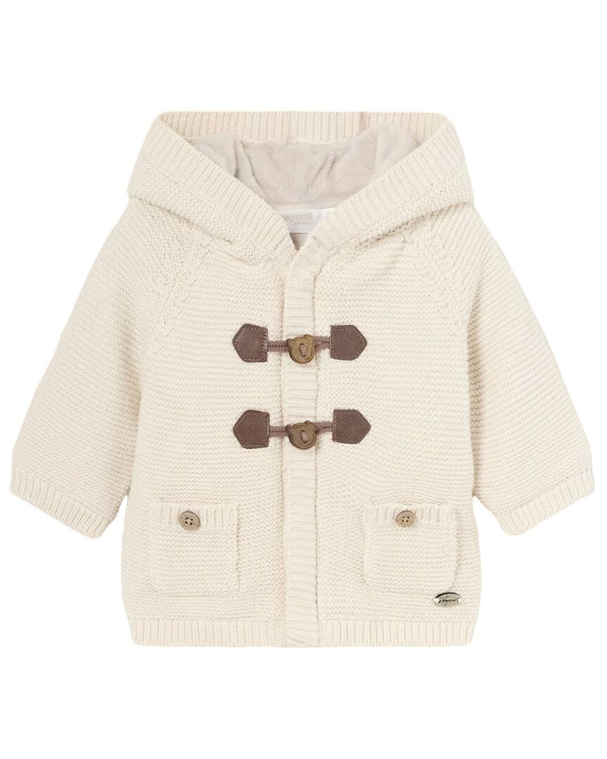Mayoral Hooded Knit Cardigan Beige