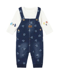 Mayoral Denim Bear Overalls Outfit Blue 3 - 6 M
