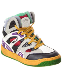 Gucci Basket Leather & Mesh Sneaker Black