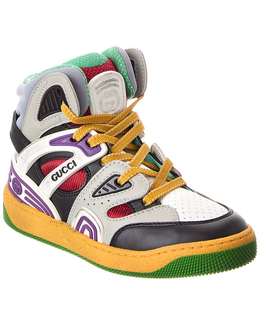 Gucci Basket Leather & Mesh Sneaker Black