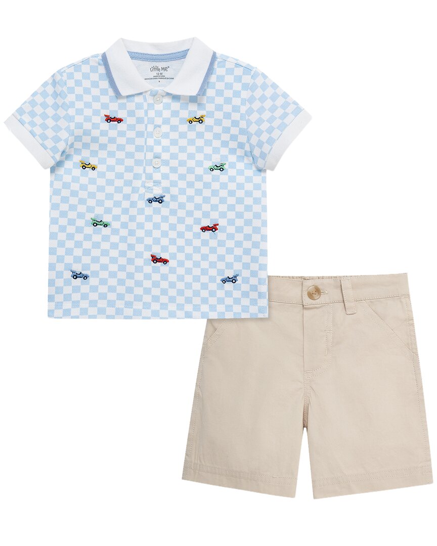 Little Me Race Car Polo Short Set