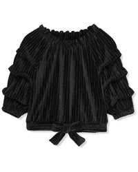 Habitual Velour Gathered Sleeves Top