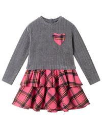 Andy & Evan Chenille/Plaid Flannel 2Fer Dress