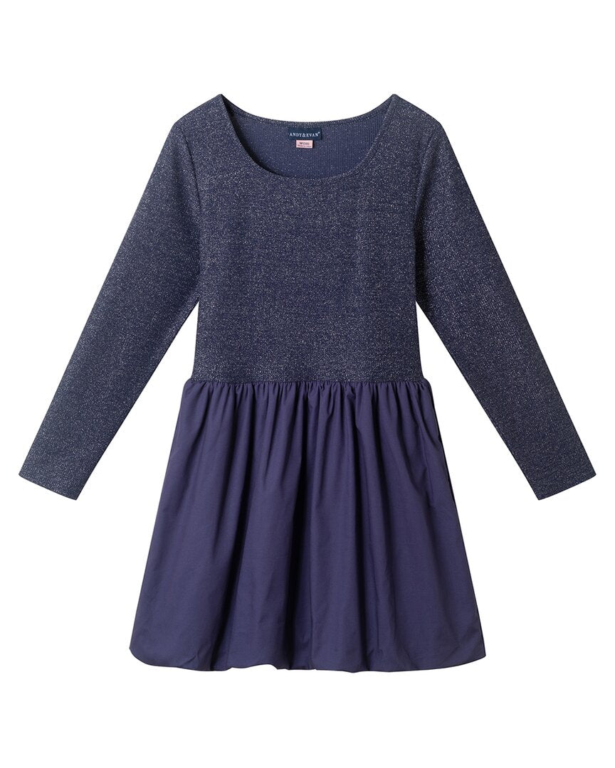 drop waist bubble dress Andy & Evan Kids Navy Rib Jersey Drop Waist Bubble Dress. Blue, Size 10