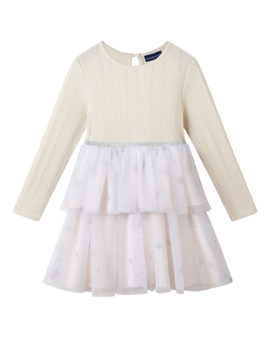 Andy & Evan Rib Knit/Glitter Tulle Tiered Dress