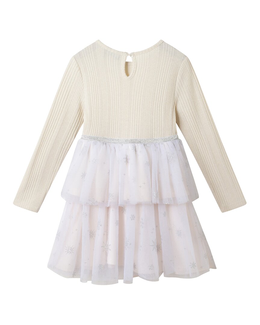 Andy & Evan Rib Knit/Glitter Tulle Tiered Dress