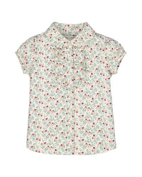 Hope & Henry Print Ruffle Front Shirt