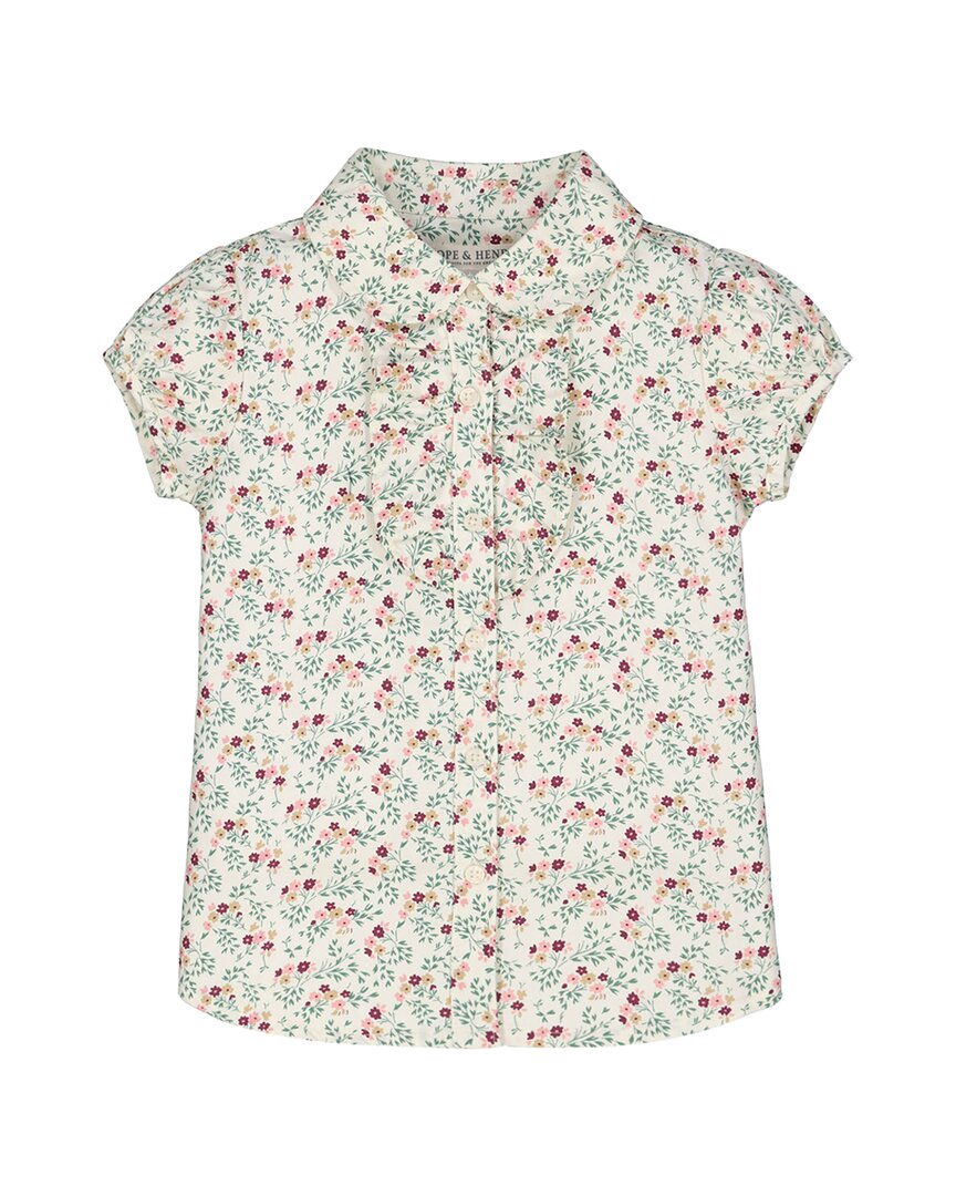 Hope & Henry Print Ruffle Front Shirt