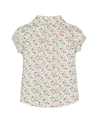 Hope & Henry Print Ruffle Front Shirt