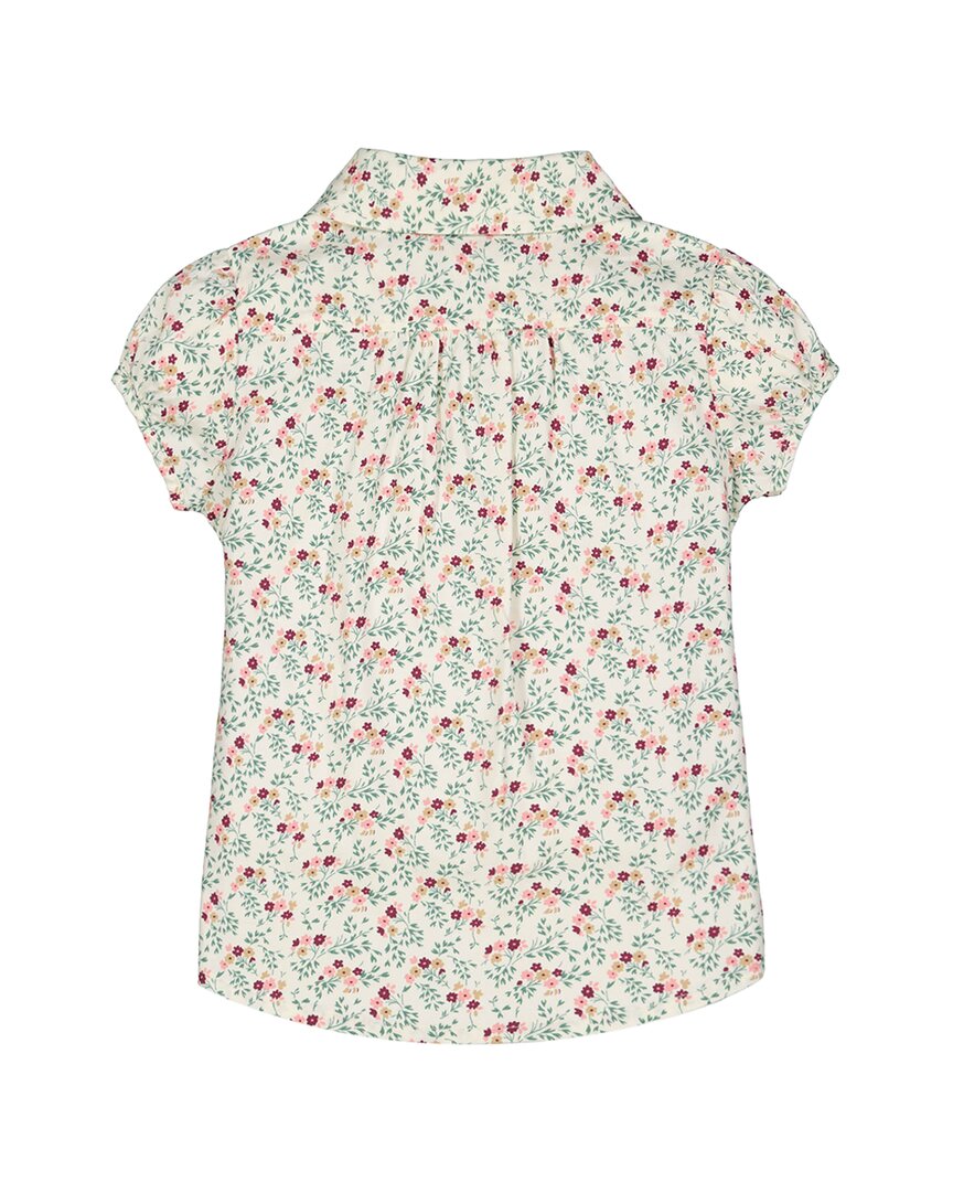 Hope & Henry Print Ruffle Front Shirt