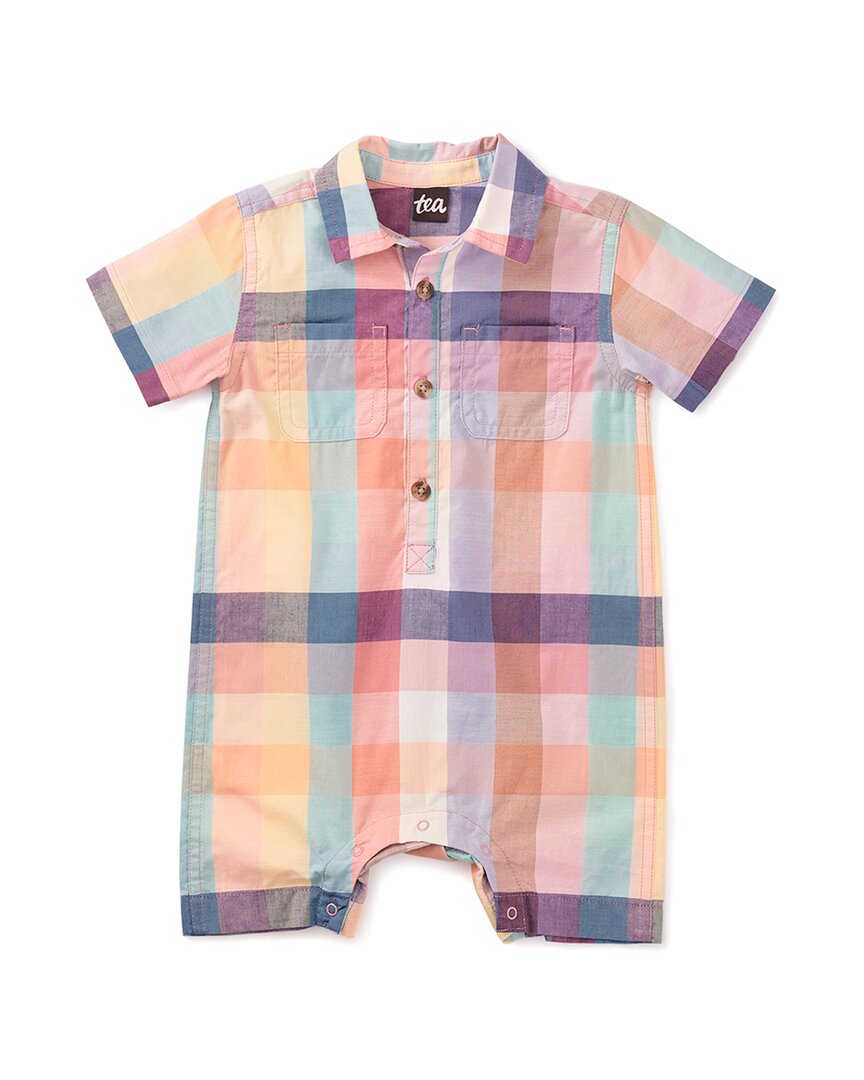 Tea Collection Plaid Buttoned Baby Romper Multi 3 - 6 M