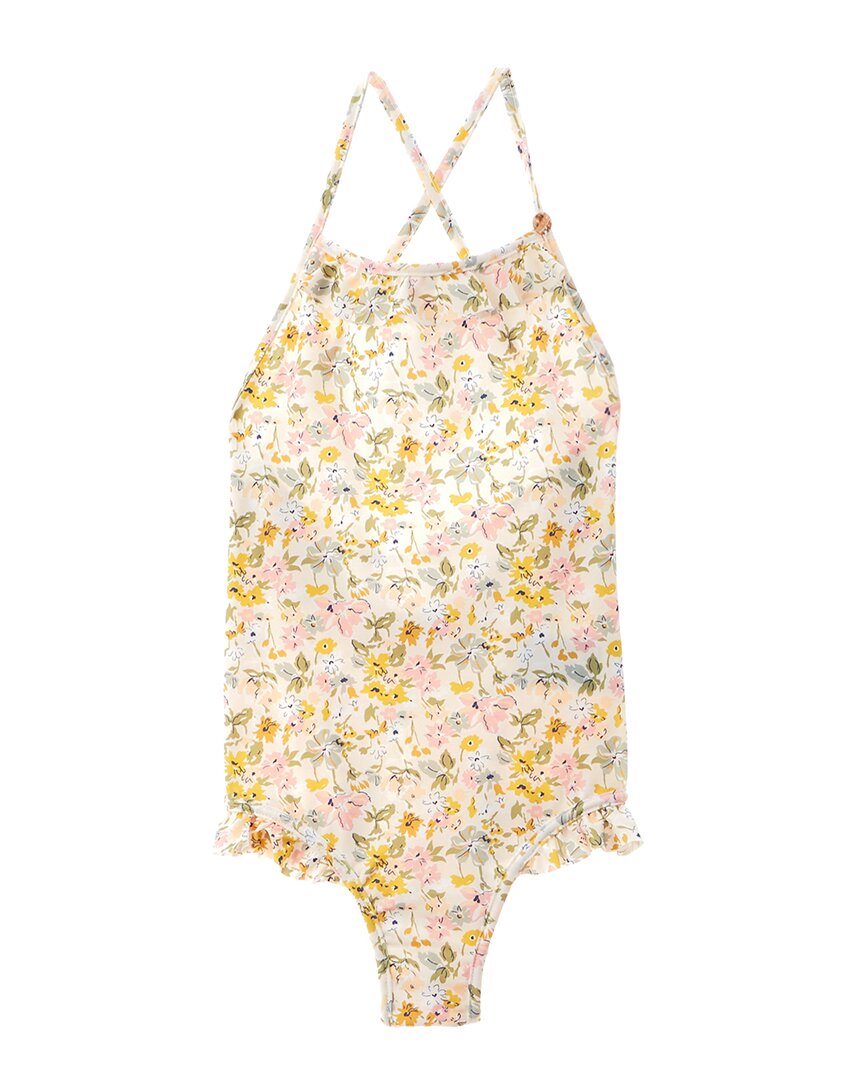 Bonpoint Girls  Floral One-Piece, 8 A, Yellow