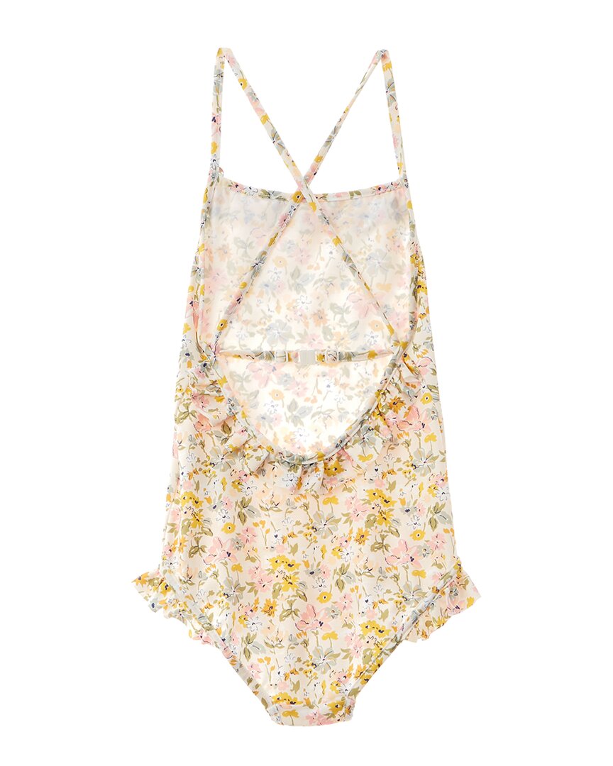 Bonpoint Girls  Floral One-Piece, 8 A, Yellow