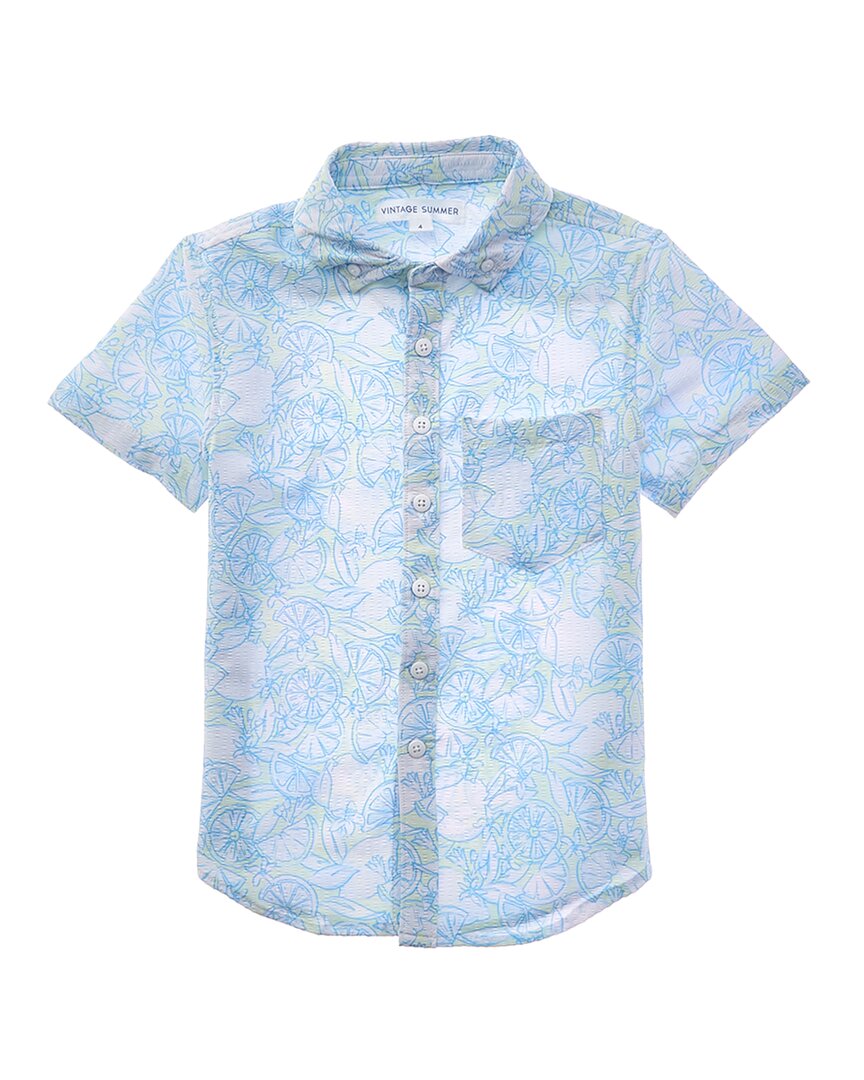Vintage Summer Seersucker Button-Down Shirt