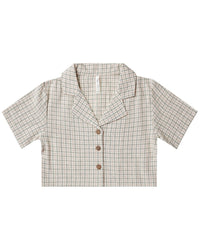 Rylee + Cru Collective Cropped Collared Linen-Blend Shirt