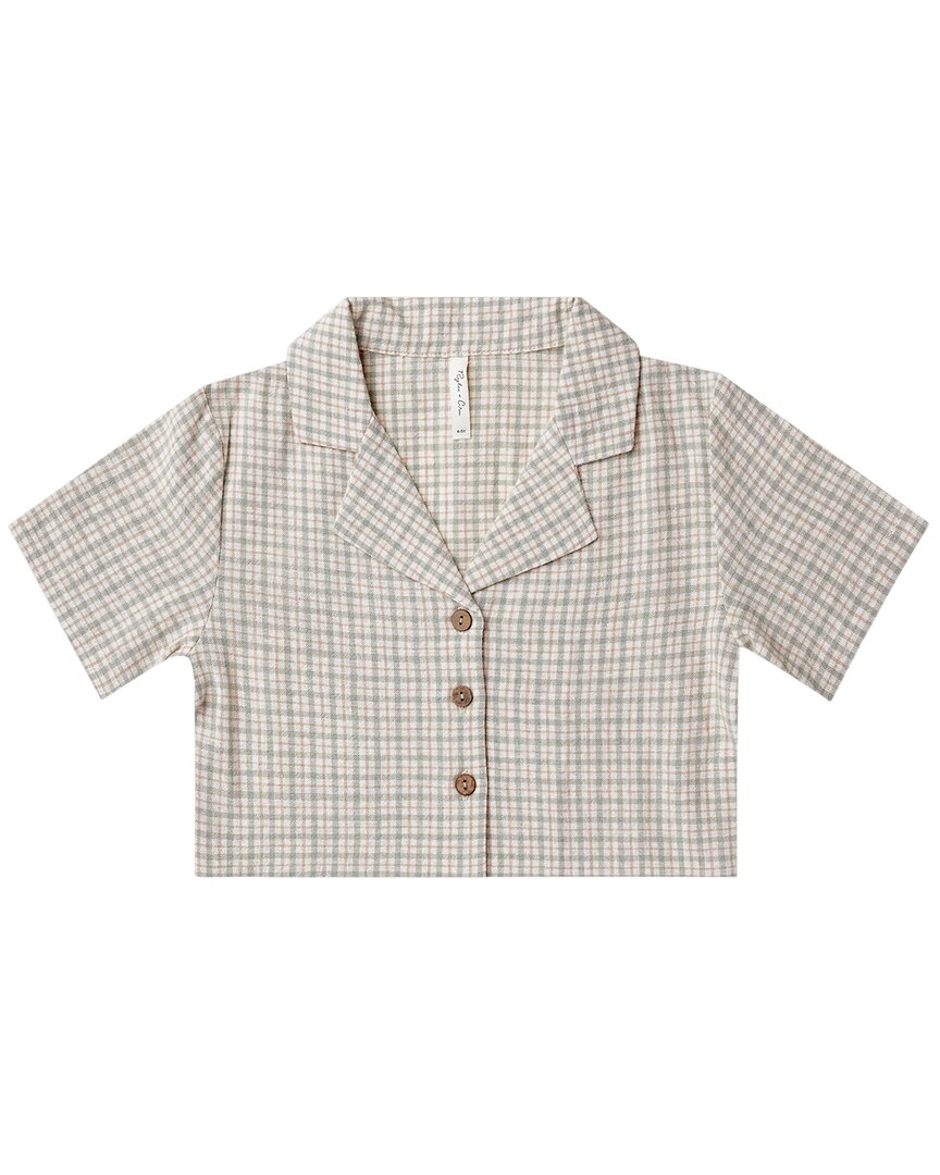 Rylee + Cru Collective Cropped Collared Linen-Blend Shirt