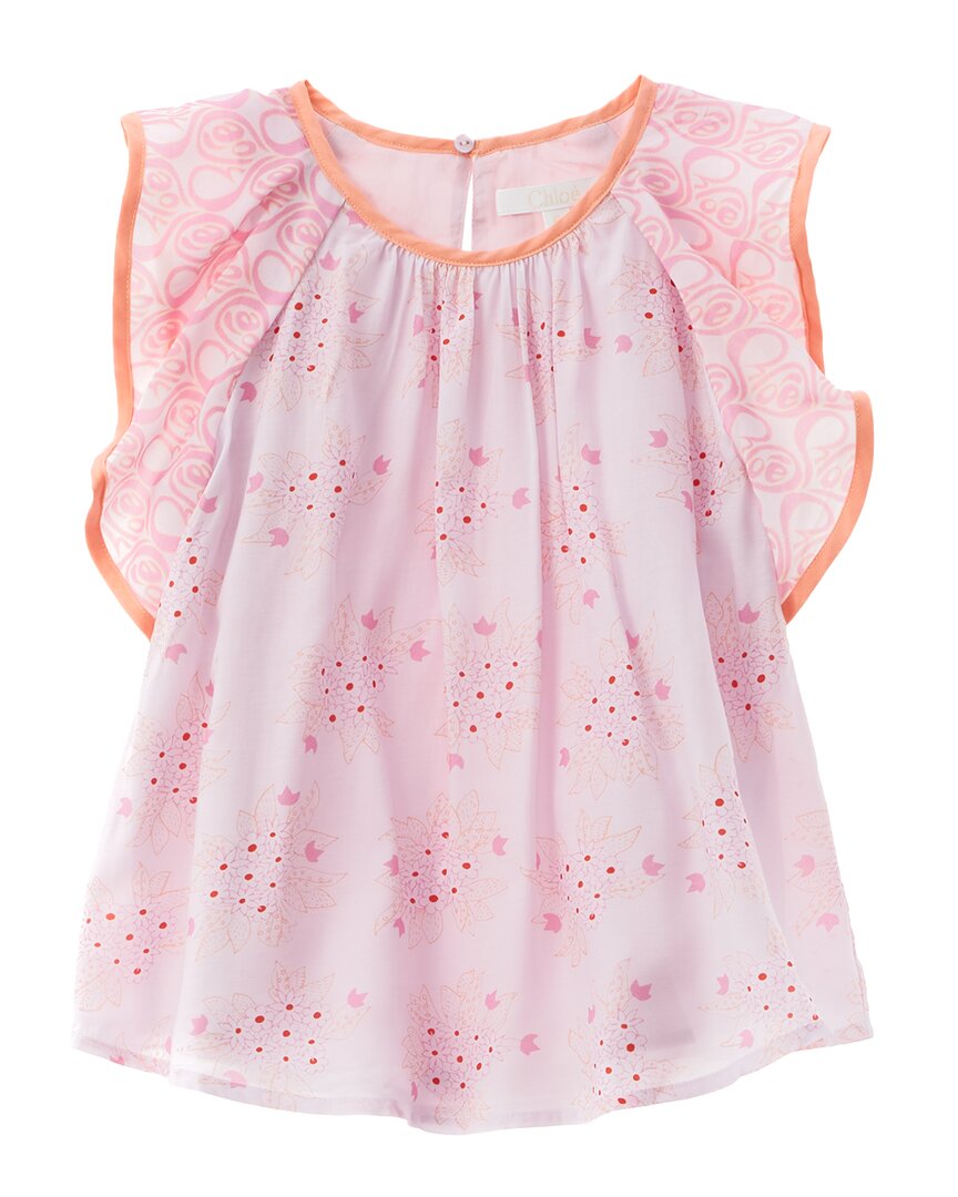 Chloé Silk-Blend Top 10 (Big Girl M) Pink