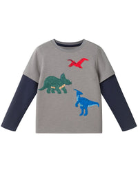 Andy & Evan Andy & Evan Dino Chenille Graphic Two-Fer T-Shirt