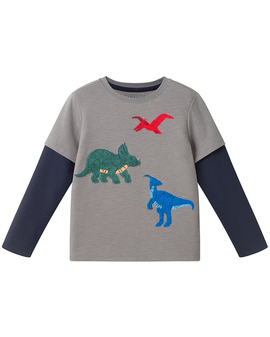 Andy & Evan Andy & Evan Dino Chenille Graphic Two-Fer T-Shirt