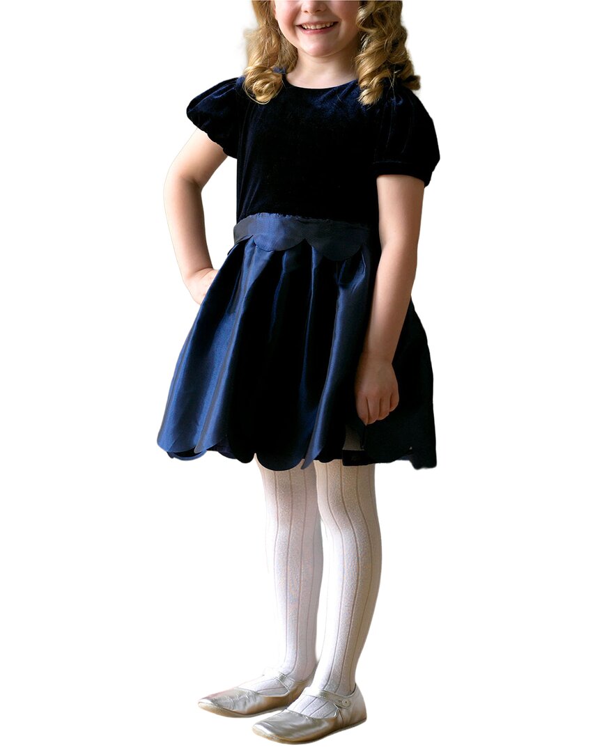 Rachel Riley Rachel Riley Navy Taffeta Scalloped Dress