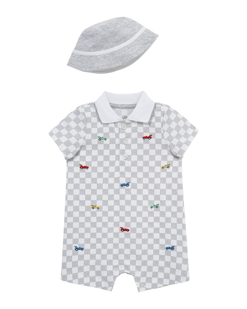 Little Me Racecar Romper Hat