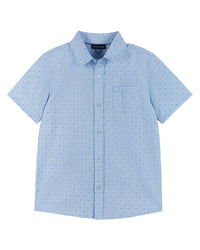Andy & Evan Short Sleeve Button-Down Shirt Blue 16 (Big Boy L )