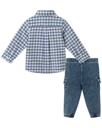 Andy & Evan Button-Down Denim Jogger Set