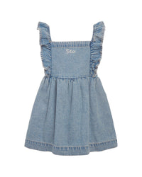 Sea New York Marion Mended Denim Flutter Sleeve Dress