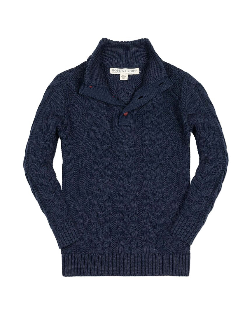 Hope & Henry Mock Neck Button Sweater