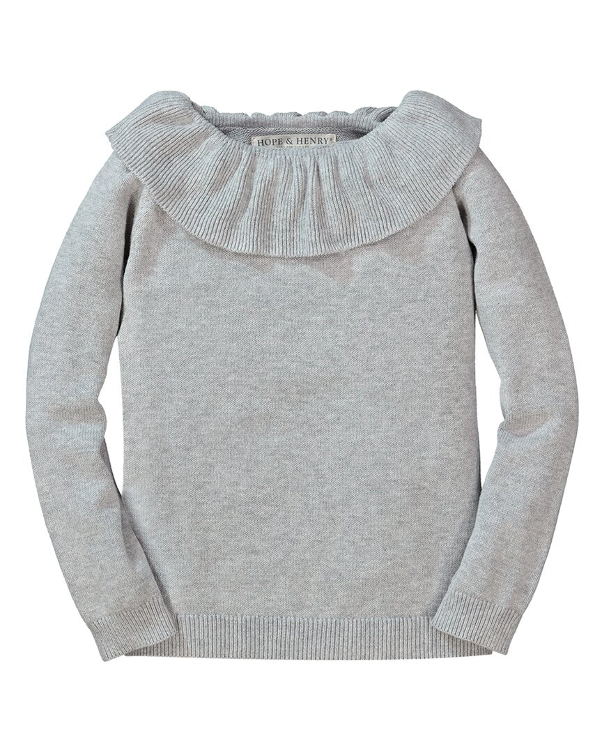 Hope & Henry Flounce Neck Sweater