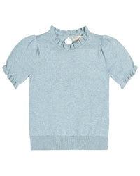Hope & Henry Puff Sleeve Ruffle Sweater