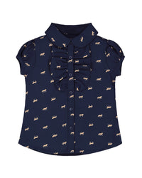 Hope & Henry Horse Print Peter Pan Collar Shirt
